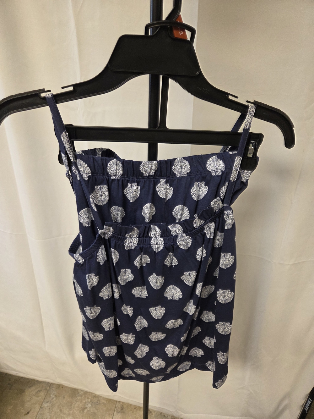 Navy Shell-Print Spaghetti Strap Cami Top Pajama Set